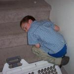 darek sleep on stairs